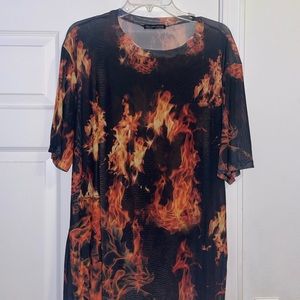 Flame mesh tee shirt
